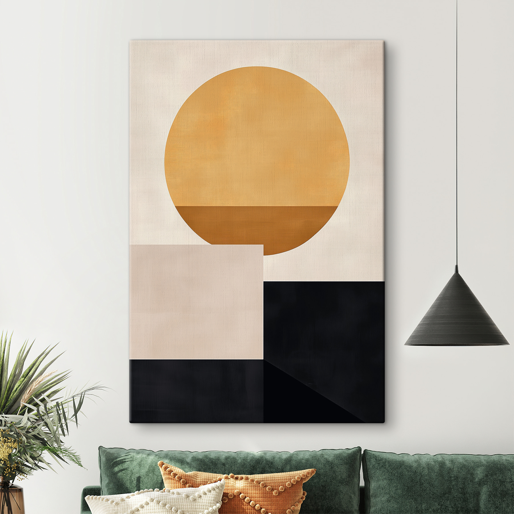 Yellow circle and black squares