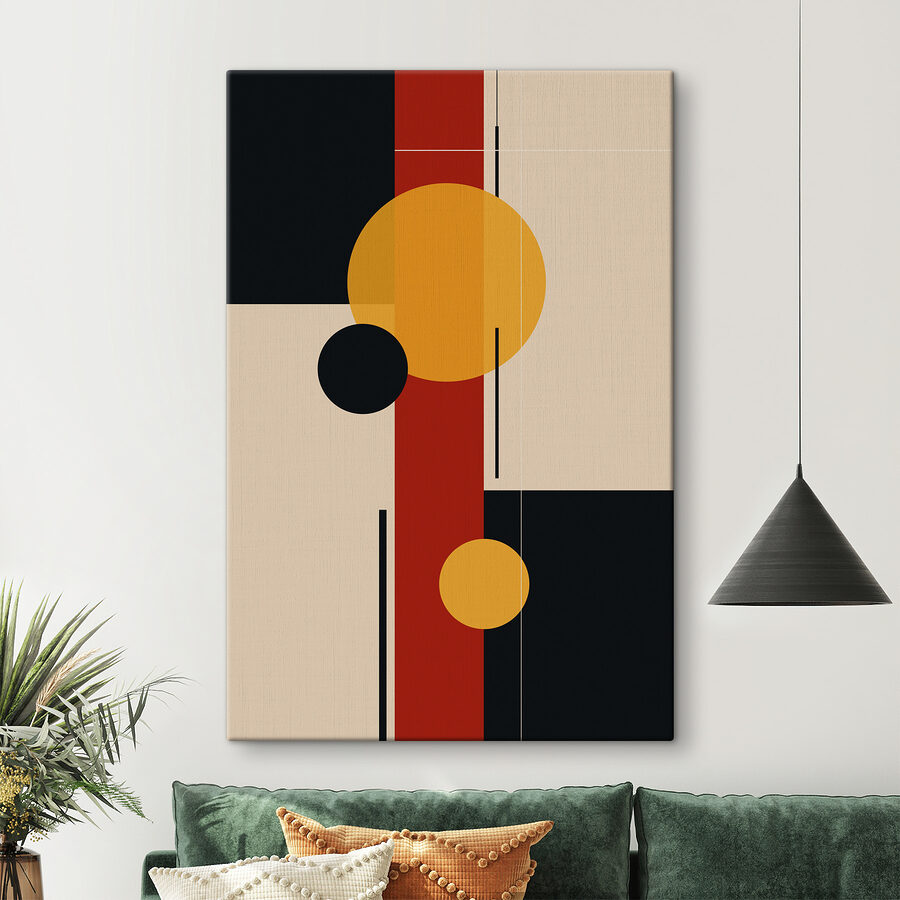 Piesă de artă colorată cu cercuri și linii