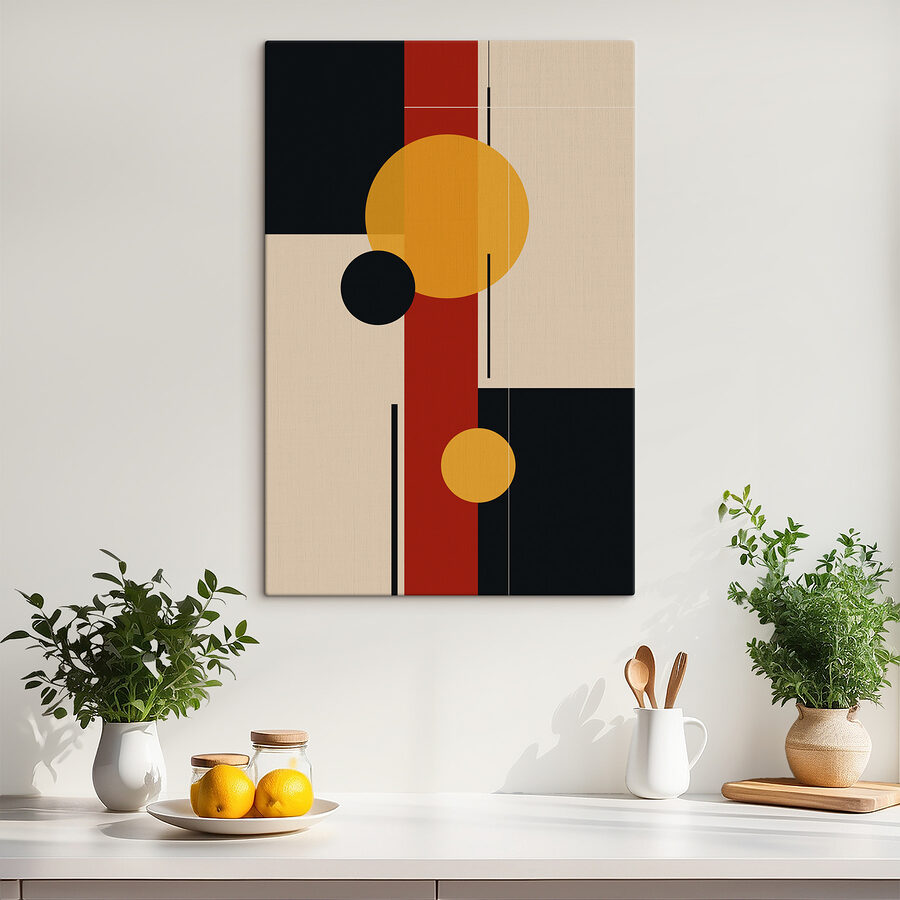 Piesă de artă colorată cu cercuri și linii