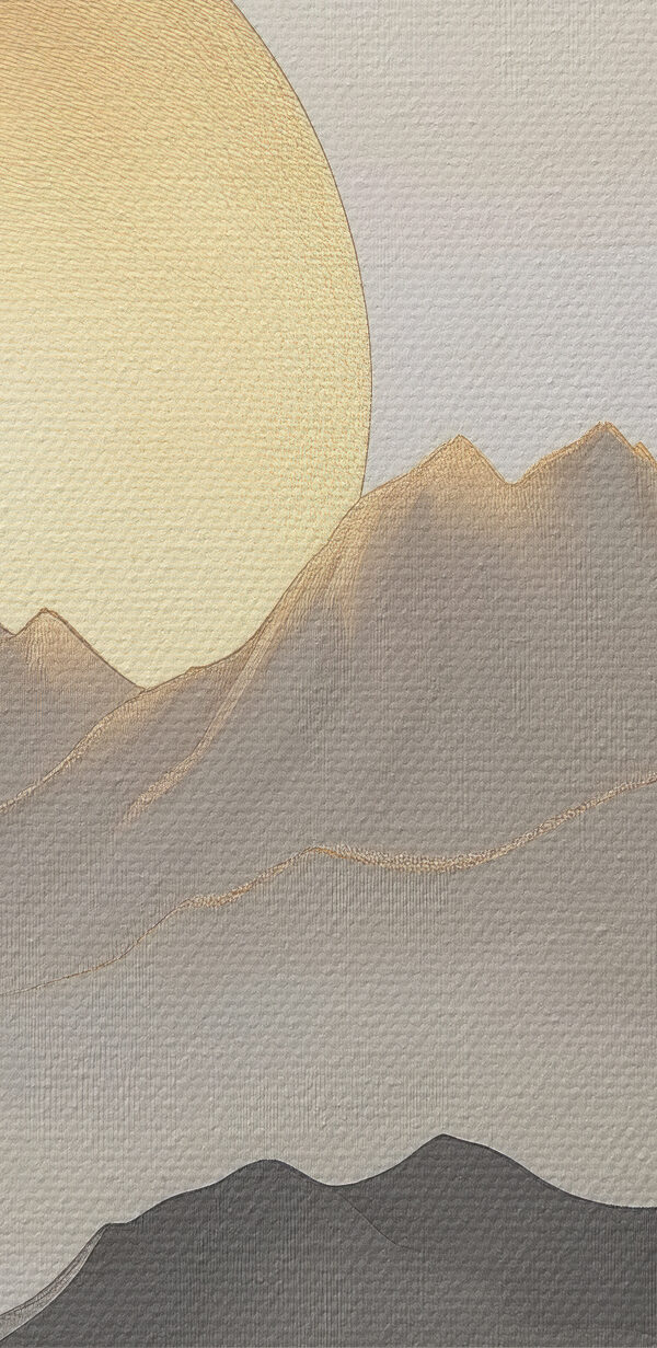 Pictură de munți și soare Pictură de munți și soare