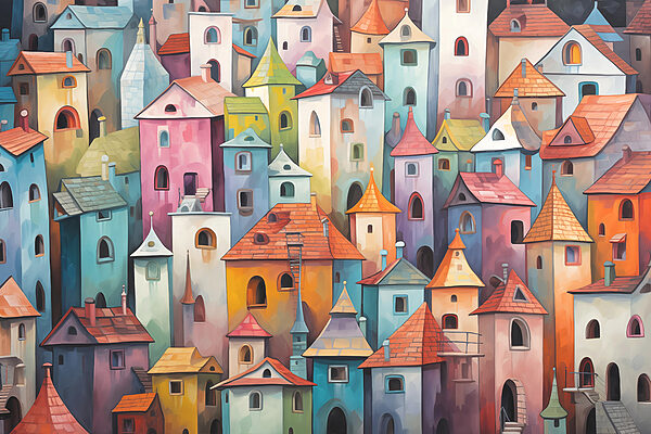Grup de clădiri colorate Grup de clădiri colorate
