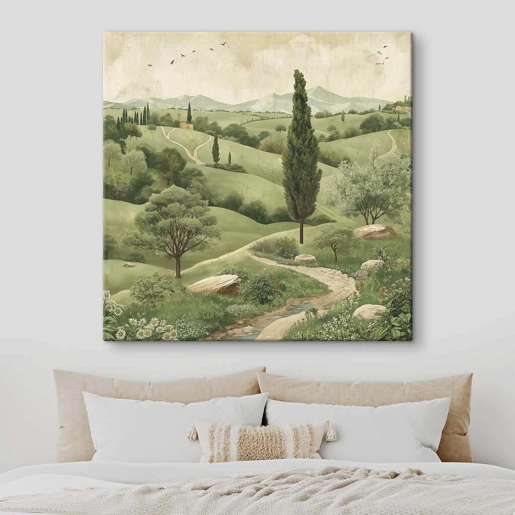 Landscape with trees and a road