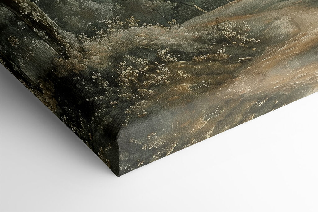 Painting of a landscape with trees and hills Painting of a landscape with trees and hills