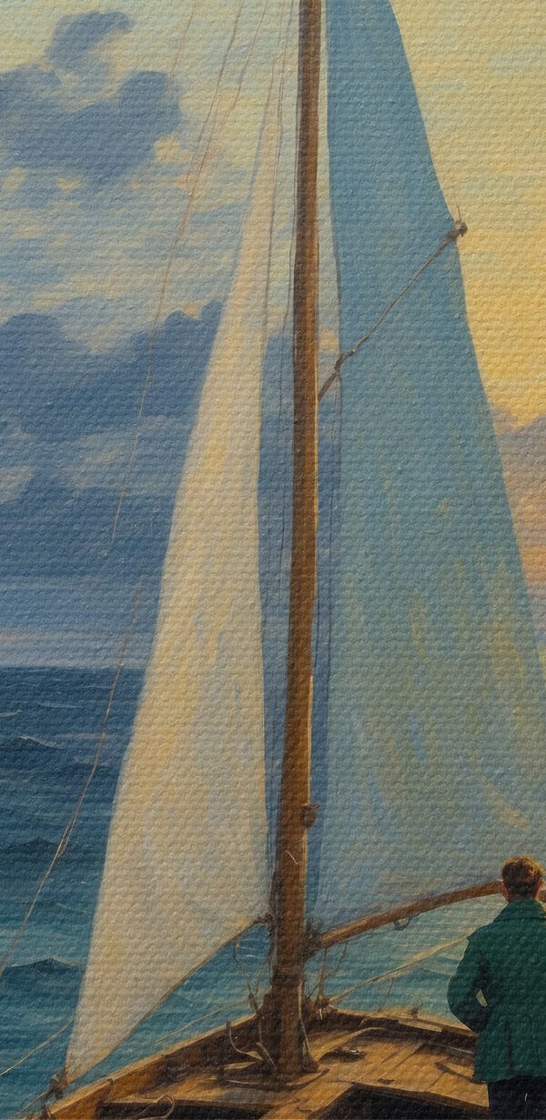 Pictură a unui bărbat într-o barcă în ocean Pictură a unui bărbat într-o barcă în ocean
