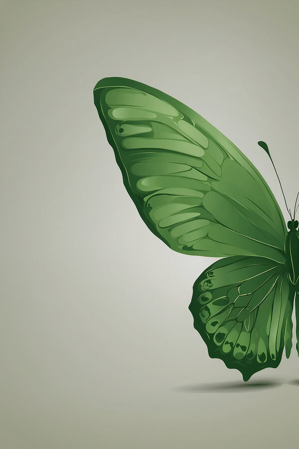 Green butterfly with wings Green butterfly with wings