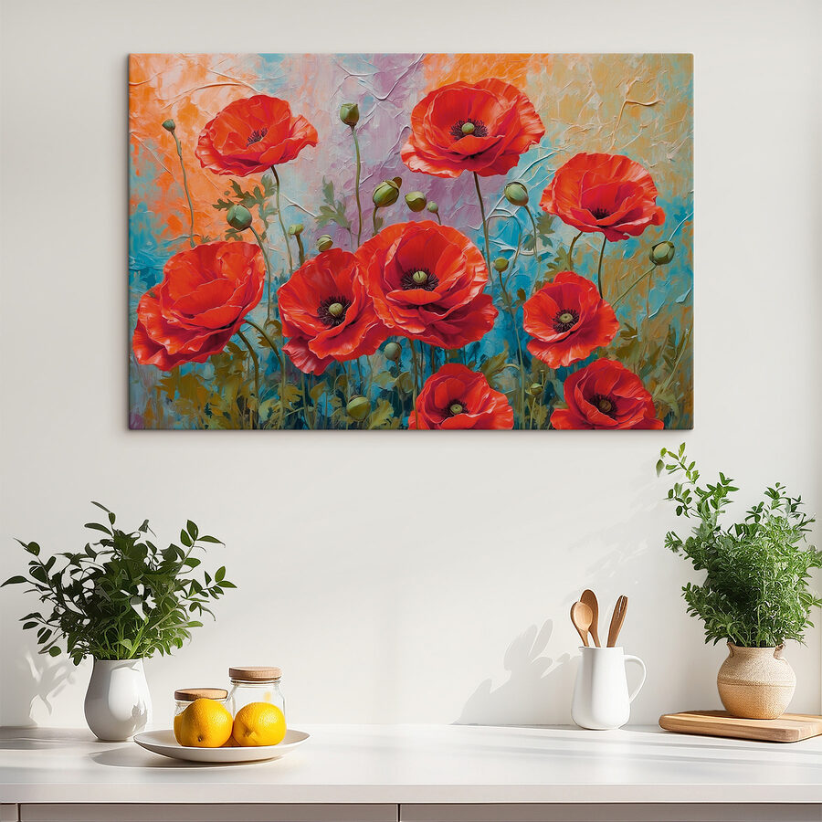 Pictura de flori roșii