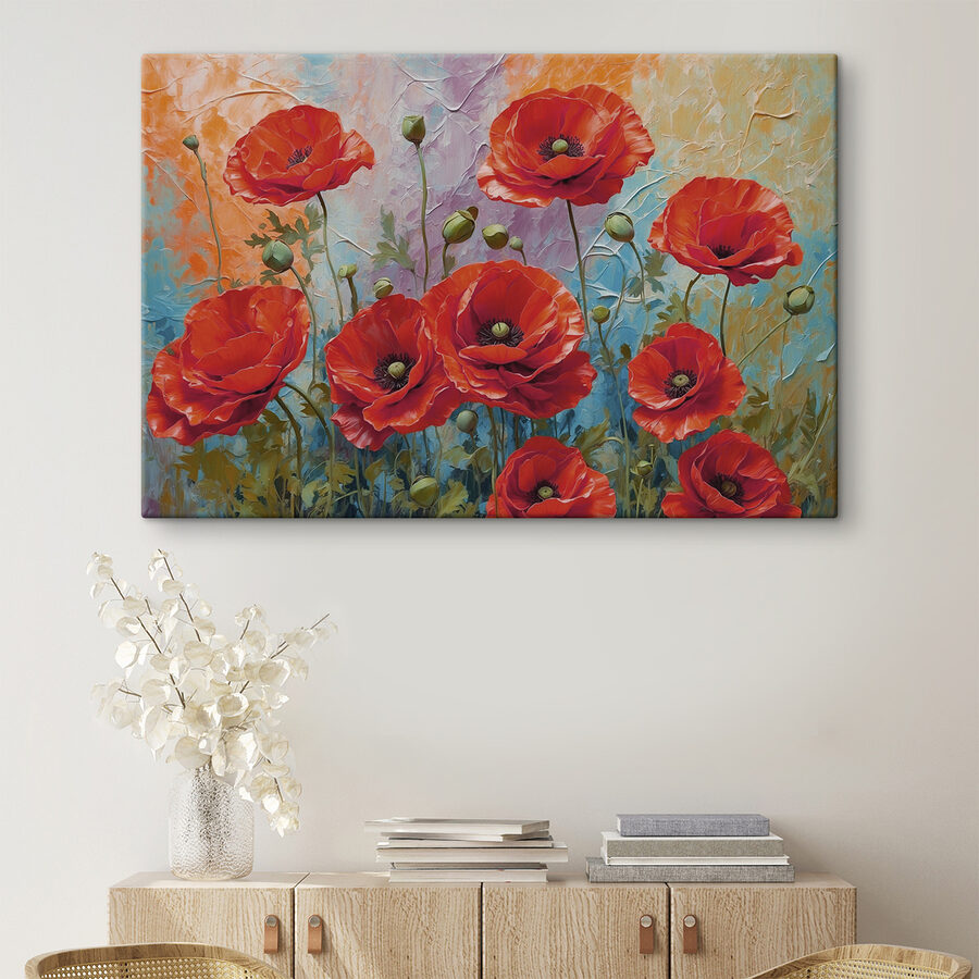 Pictura de flori roșii