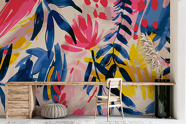 Model floral colorat cu frunze Model floral colorat cu frunze