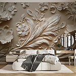Fototapet Design floral alb pe un perete