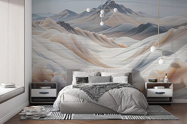 Landscape of mountains and snow