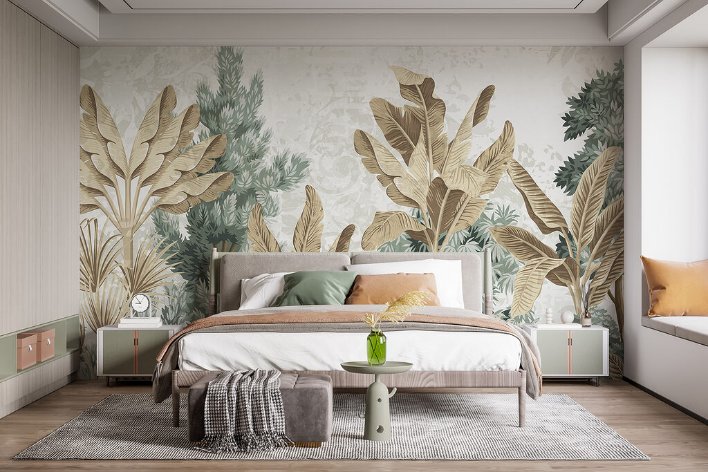 Wallpaper with a variety of plants