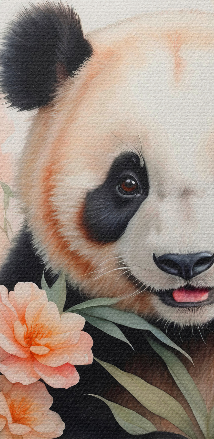 Urs panda cu flori și bambus Urs panda cu flori și bambus