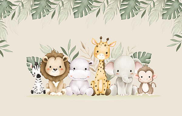 Grup de animale lângă frunze Grup de animale lângă frunze