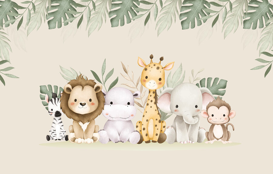 Grup de animale lângă frunze
