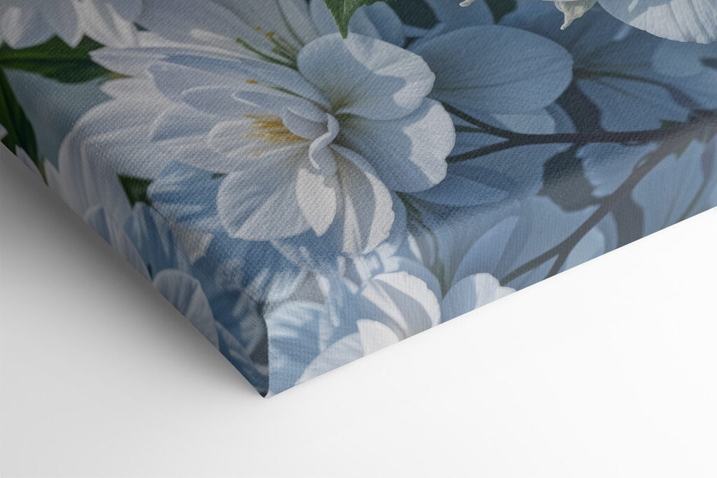 Group of white and blue flowers
