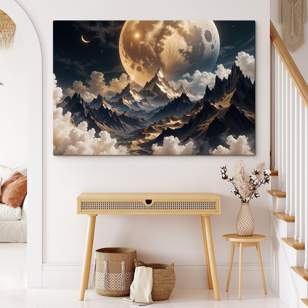 Moon over mountains and clouds Moon over mountains and clouds