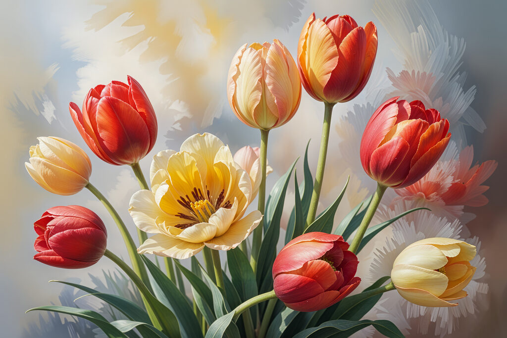 Group of tulips in a vase
