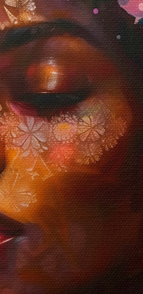 Woman with flowers on her head