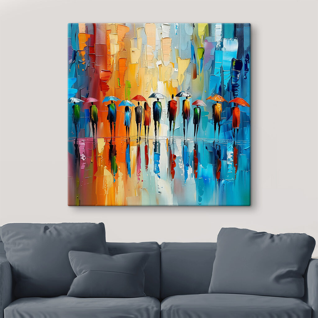 Group of people with umbrellas