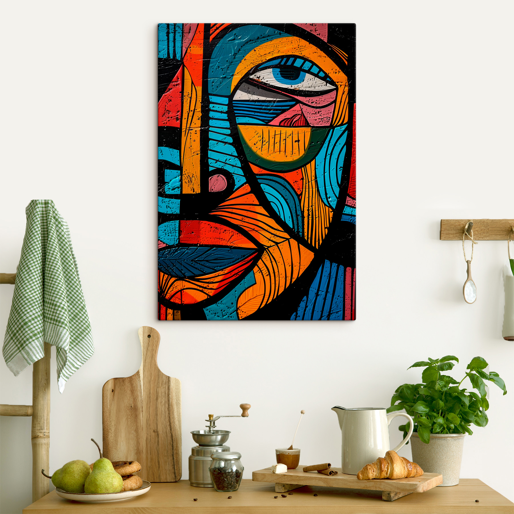 Colorful painting of a face