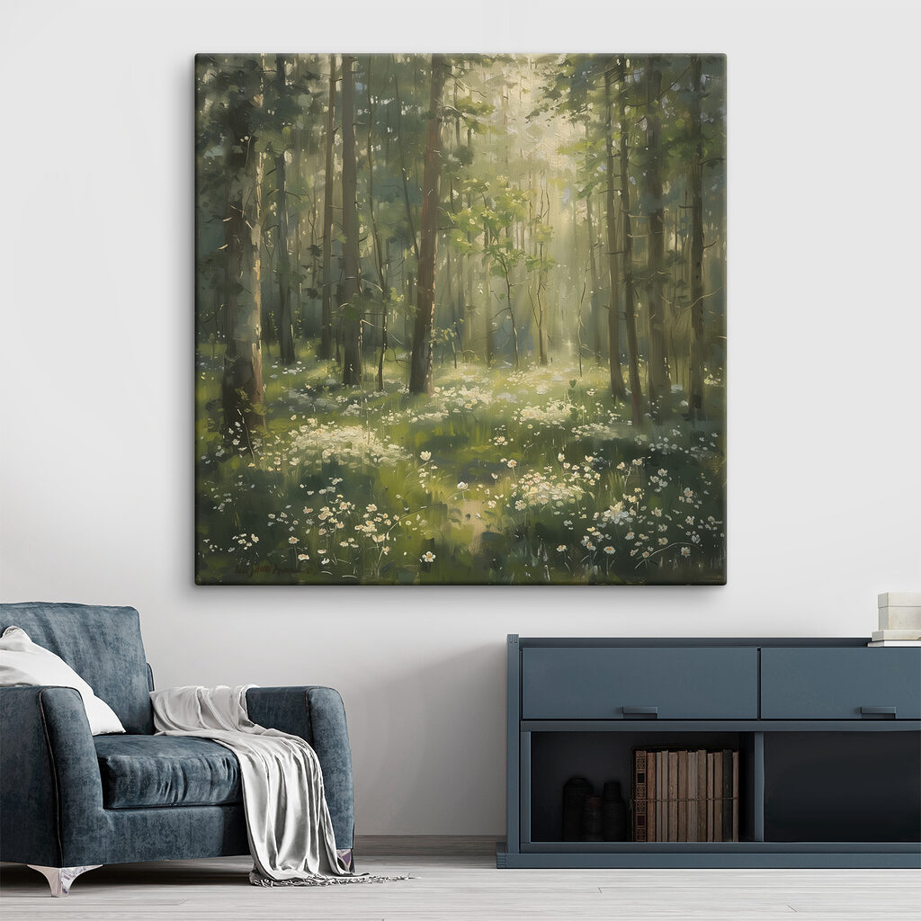 Forest with trees and flowers Forest with trees and flowers