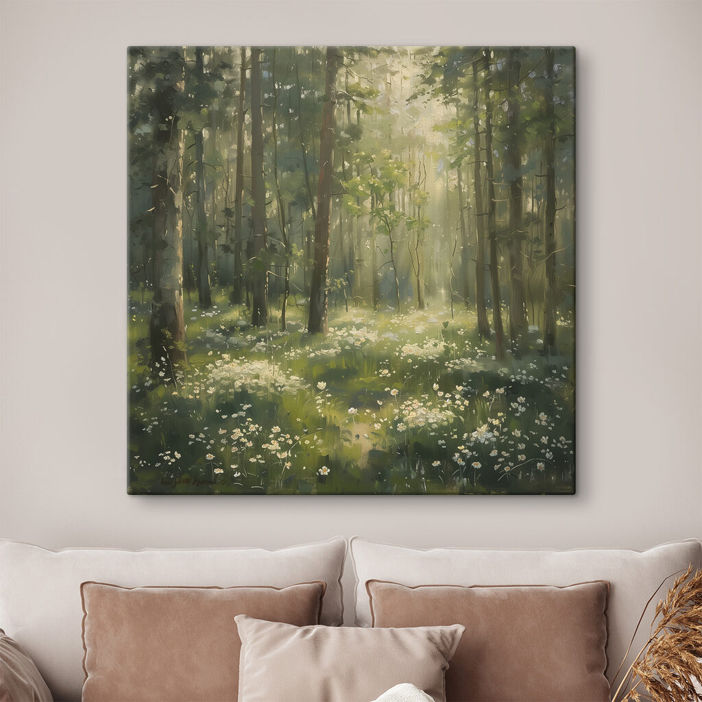 Forest with trees and flowers Forest with trees and flowers