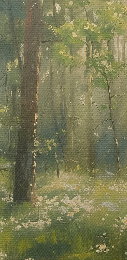 Forest with trees and flowers Forest with trees and flowers