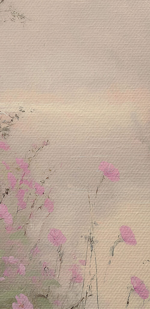 River with purple flowers