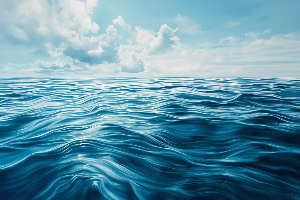 Blue ocean with clouds in the sky
