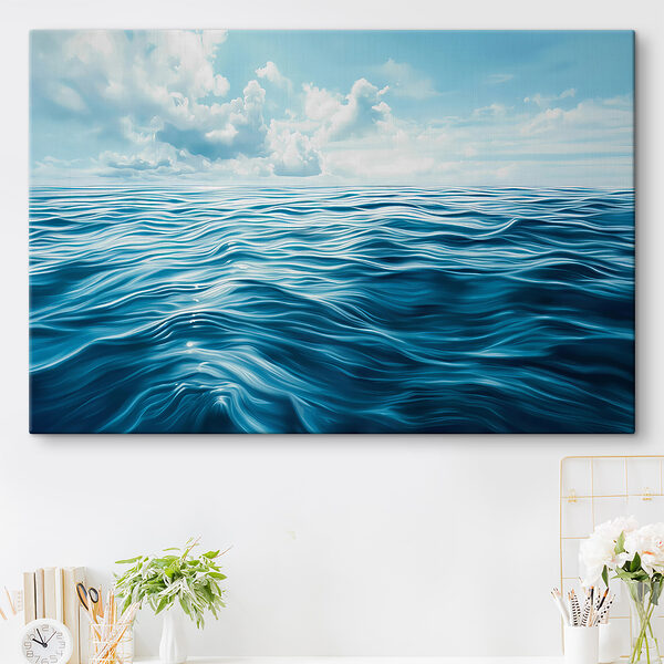 Blue ocean with clouds in the sky