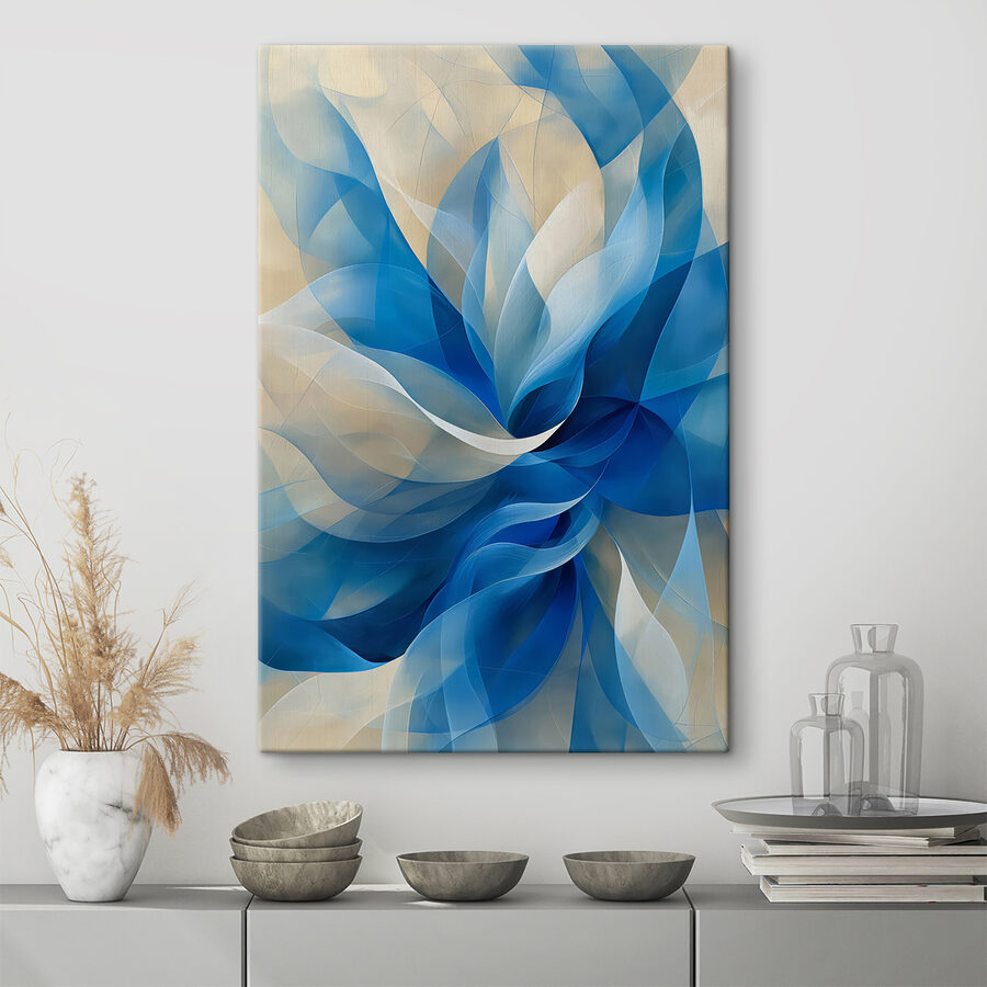 Albastru și alb swirly floare