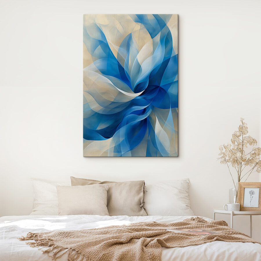 Albastru și alb swirly floare