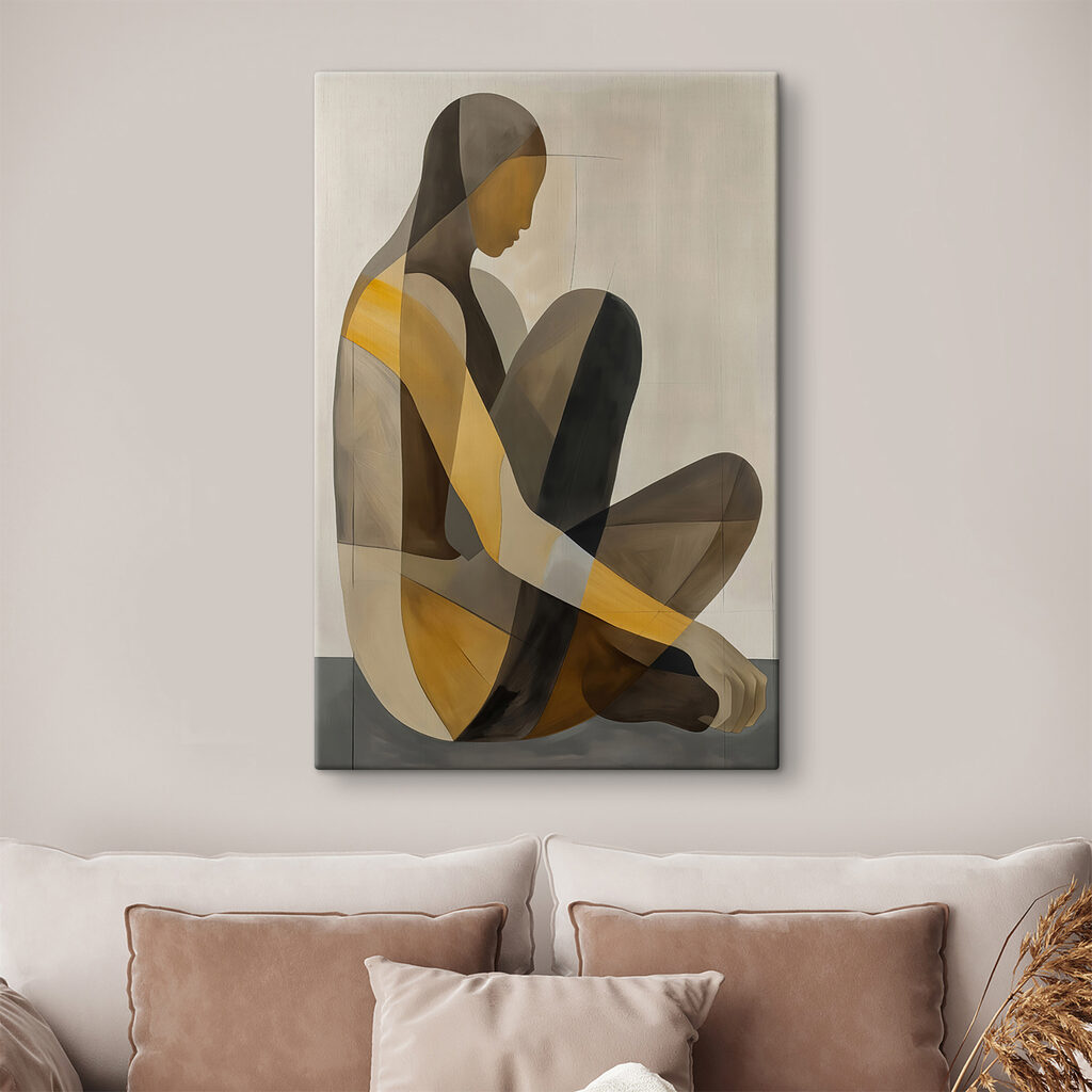 Painting of a woman sitting down Painting of a woman sitting down