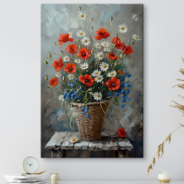 Pictura de flori într-un coș Pictura de flori într-un coș