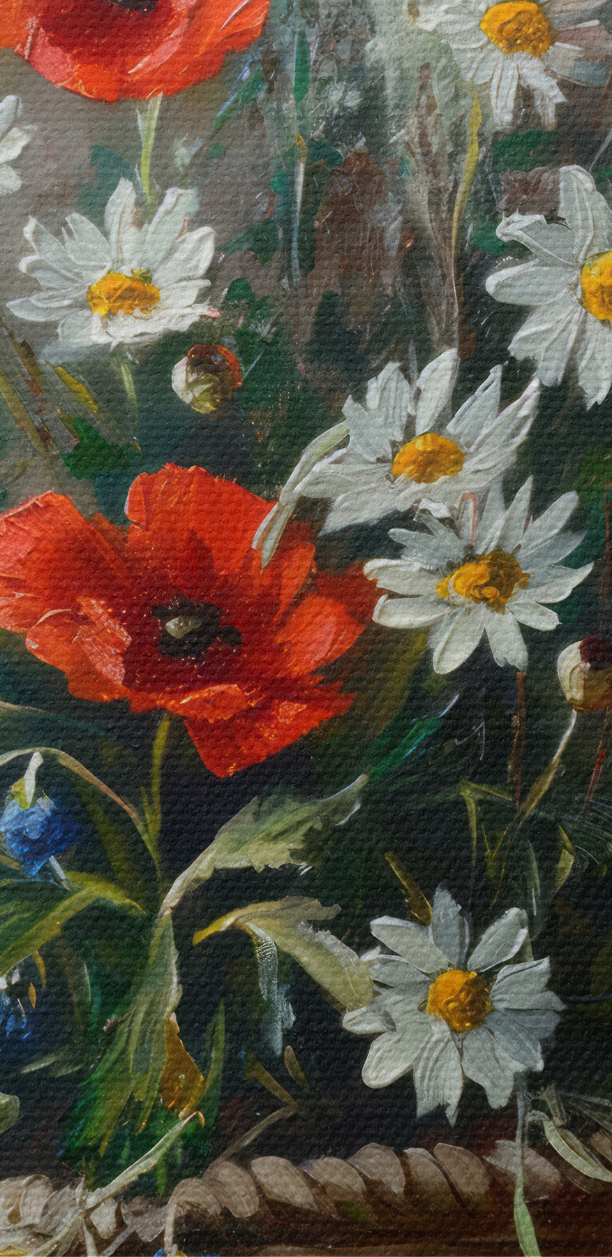 Pictura de flori într-un coș