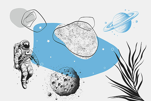 Desenul unui astronaut care aleargă în spațiu Desenul unui astronaut care aleargă în spațiu