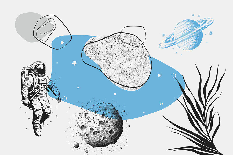 Desenul unui astronaut care aleargă în spațiu Desenul unui astronaut care aleargă în spațiu