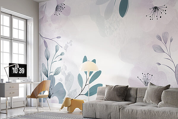 Design floral alb și violet Design floral alb și violet