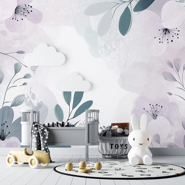 Design floral alb și violet Design floral alb și violet