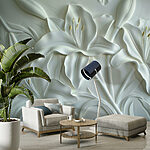 Fototapet Floare albă sculptată pe un perete