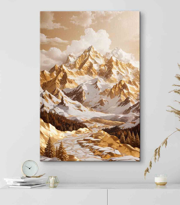 Snowy mountain range with trees Snowy mountain range with trees