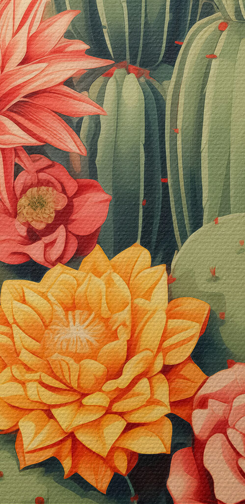 Cactus and flowers in a pot