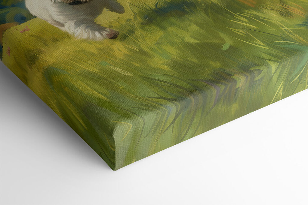 Group of white dogs running in a field Group of white dogs running in a field