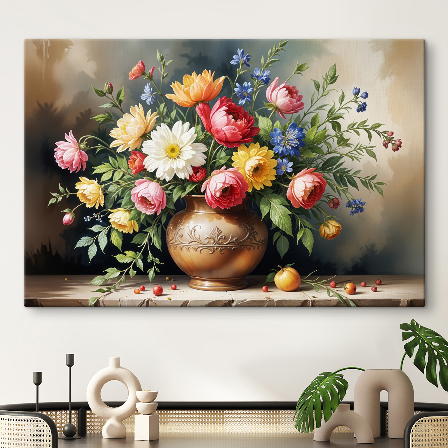 Painting of flowers in a vase