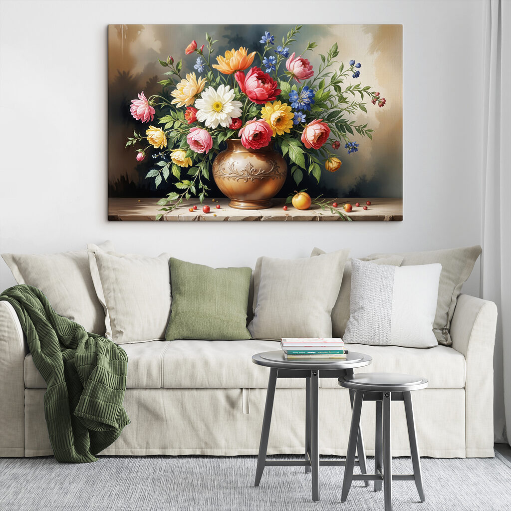 Painting of flowers in a vase