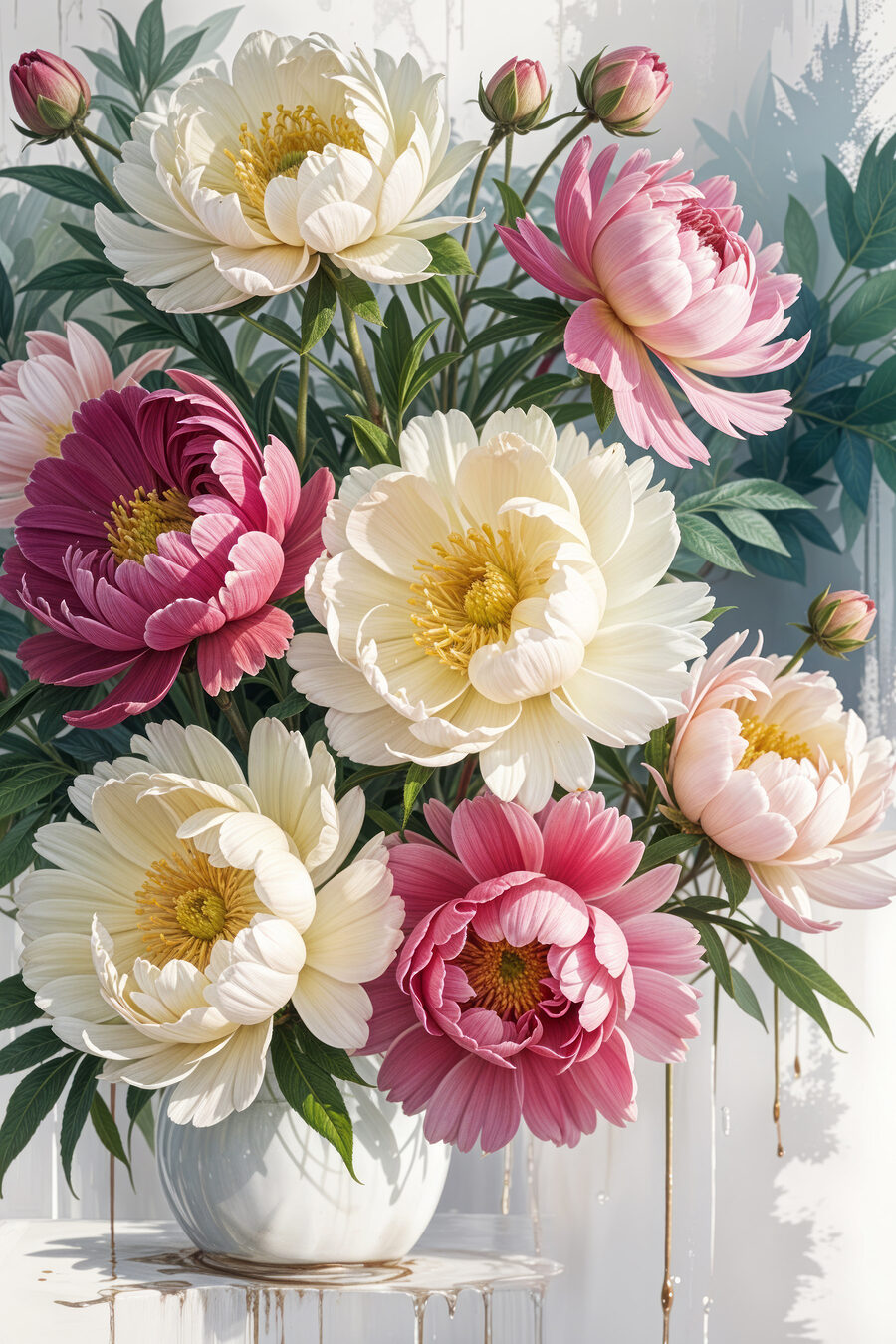 Buchet de flori cu frunze