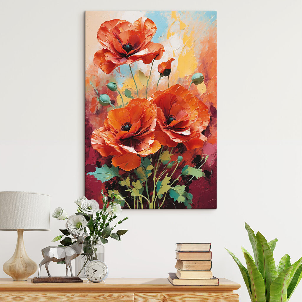Painting of red flowers Painting of red flowers
