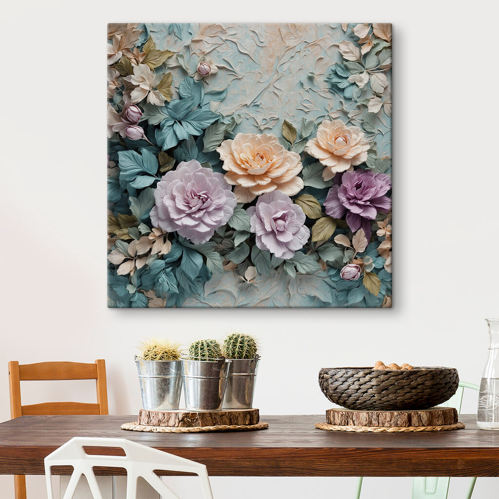 Group of flowers on a wall