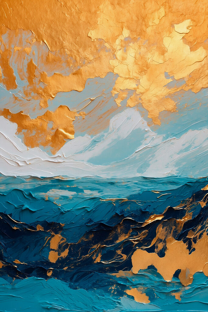 Oceanic canvas of azure and amber