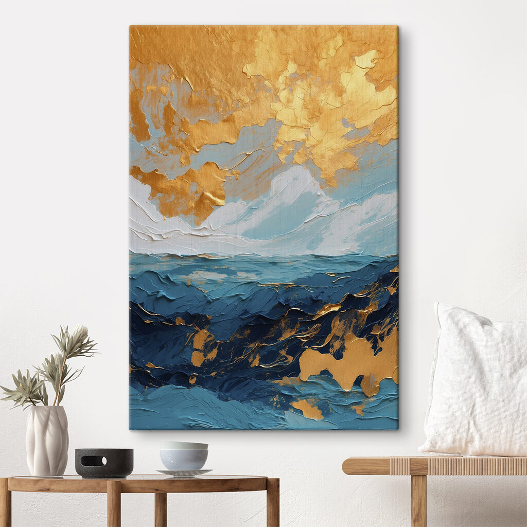 Oceanic canvas of azure and amber